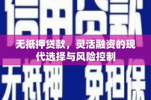 周口无抵押贷款，灵活融资的现代选择与风险控制