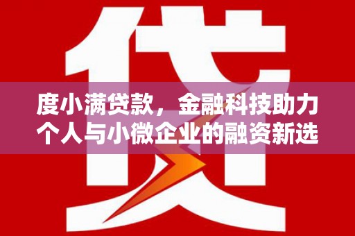 周口度小满贷款，金融科技助力个人与小微企业的融资新选择
