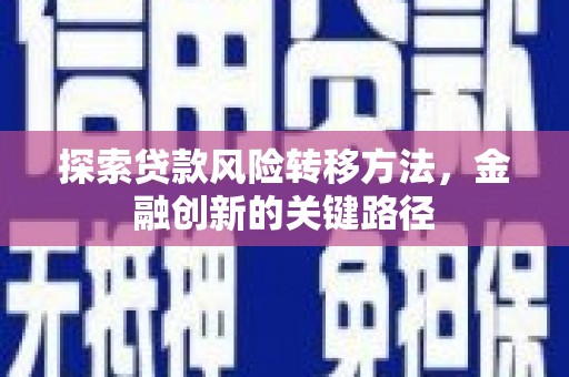 周口探索贷款风险转移方法，金融创新的关键路径