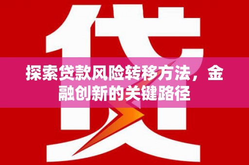 周口探索贷款风险转移方法，金融创新的关键路径